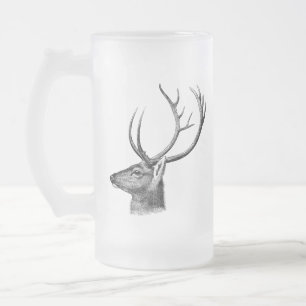 Hirschkopf-Silhouette Mattglas Bierglas