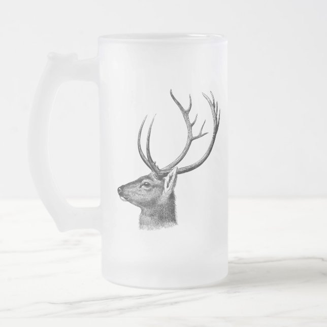 Hirschkopf-Silhouette Mattglas Bierglas (Links)