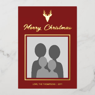 Hirschkopf-Silhouette mit individuellem Foto auf R Folien Feiertagskarte