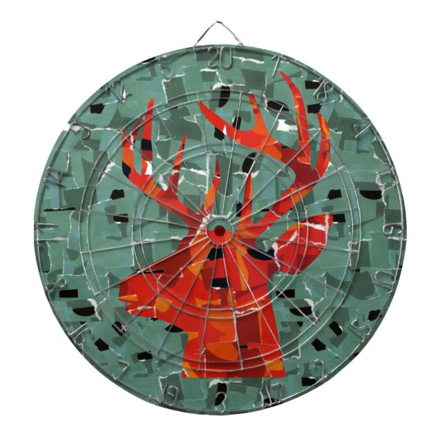 Hirschkopf-Silhouette-Mosaik Dartscheibe (vorne)