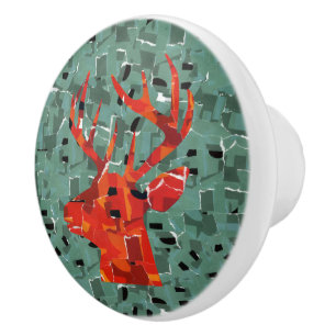 Hirschkopf-Silhouette-Mosaik Keramikknauf