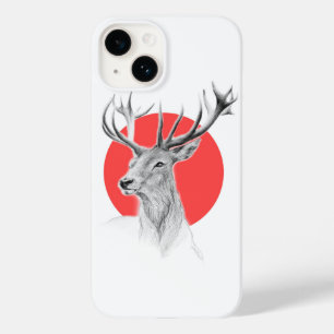Hirschkopf Stag zeichnend Roter Kreis Tierart Case-Mate iPhone Hülle