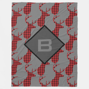 Hirschkopfanhänger Muster Buffalo Kariertes Monog Fleecedecke
