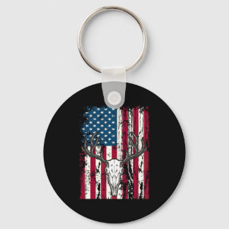 Hirschkopfschädel Jagd Amerikanische Flagge Schlüsselanhänger