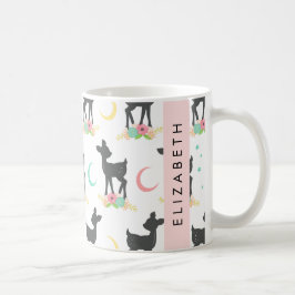 Hirschmuster, Baby Deer, Boho, Blume, Ihr Name Kaffeetasse