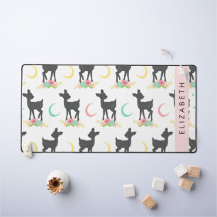 Hirschmuster, Baby Deer, Boho, Blume, Ihr Name Schreibtischunterlage