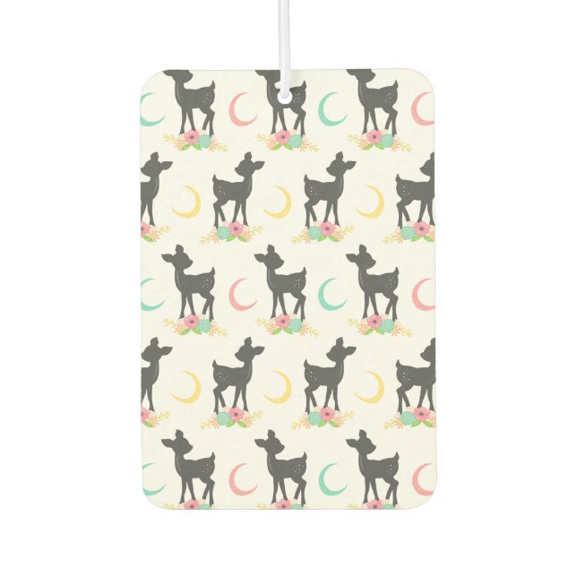 Hirschmuster, Baby Deer, Boho, Blume, Mond Autolufterfrischer (Vorderseite)