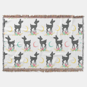 Hirschmuster, Baby Deer, Boho, Blume, Mond Decke
