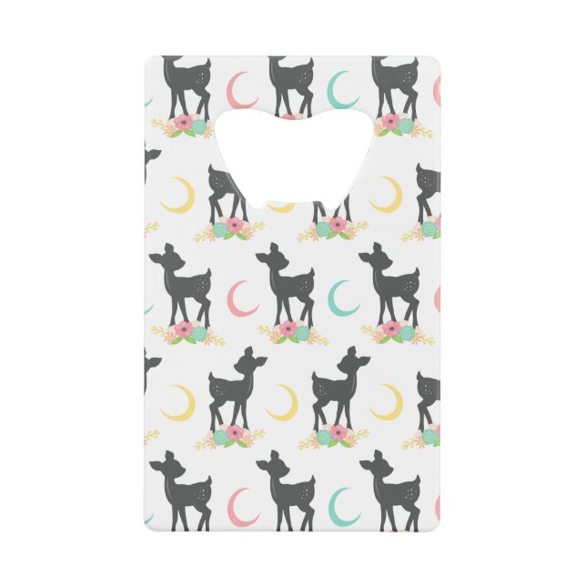 Hirschmuster, Baby Deer, Boho, Blume, Mond Geldbeutel Flaschenöffner (Vorderseite)