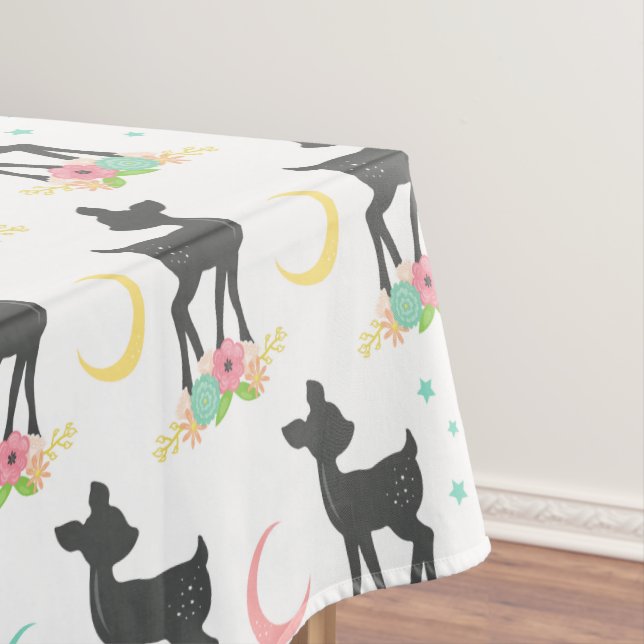 Hirschmuster, Baby Deer, Boho, Blume, Mond Tischdecke (Beispiel)