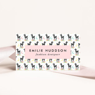 Hirschmuster, Baby Deer, Boho, Blume, Mond Visitenkarte