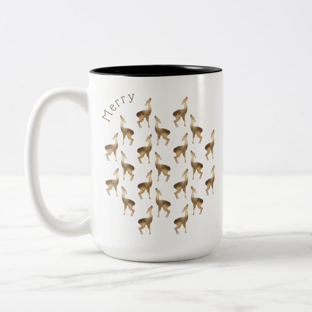Hirschmuster Gold Glitzer, Weihnachten Zweifarbige Tasse (Links)