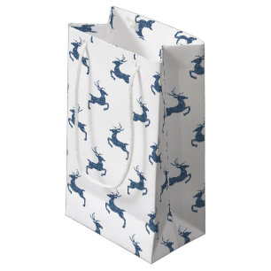 Hirschmuster in Imitaten Blauer Glitzer Textur aus Kleine Geschenktüte