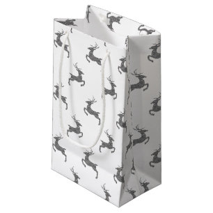 Hirschmuster in Imitaten Grau Glitzer Textur ausse Kleine Geschenktüte