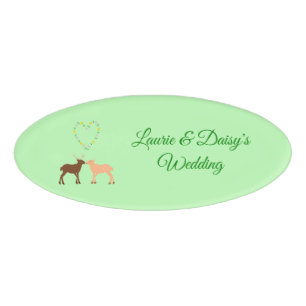 Hirschpaar und Daisy Heart Custom Wedding Namenschild