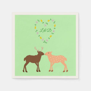 Hirschpaar und Daisy Heart Custom Wedding Serviette
