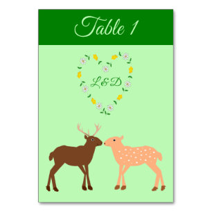 Hirschpaar und Daisy Heart Custom Wedding Tischnummer