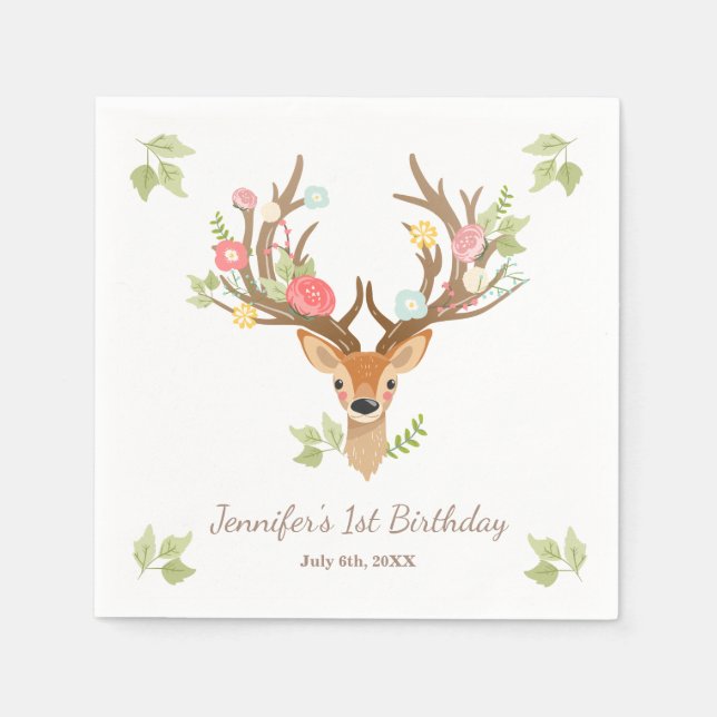 Hirschpapier Napkin Wald Birthday Forest Serviette (Vorderseite)