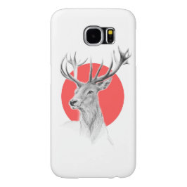 Hirschportrait zeichnend Roter Kreis Tierkunst iPhone 16 Hülle