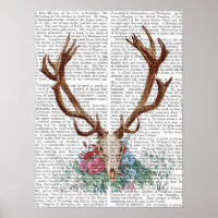 Hirschschädel mit Blume