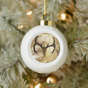 Hirschschädel-Schmuck weißer Weihnachtsbaum Keramik Kugel-Ornament