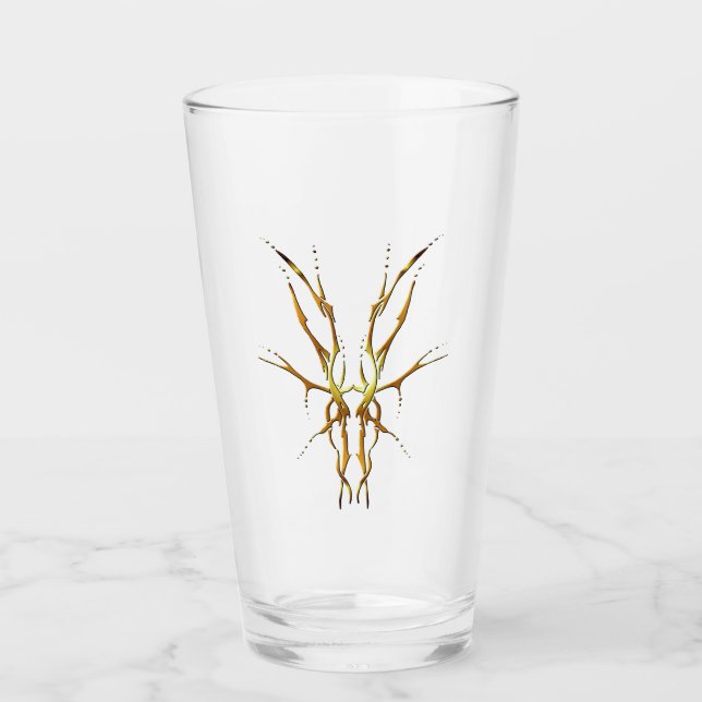 Hirschschädel-Stammbauweise für Gold von Hirschjäg Glas (Vorderseite)