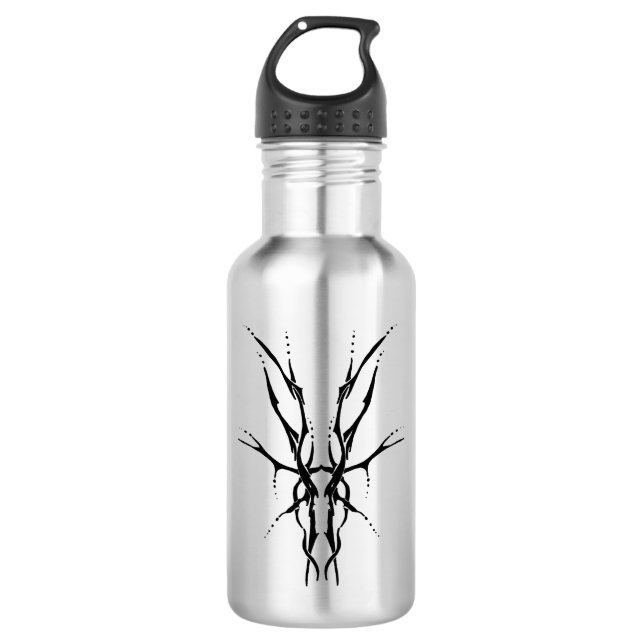 Hirschschädel-Stammbauweise für Hirschjäger schwar Edelstahlflasche (Vorderseite)
