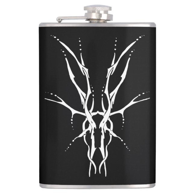 Hirschschädel-Stammbauweise für Hirschjäger weiß Flachmann (Vorderseite)