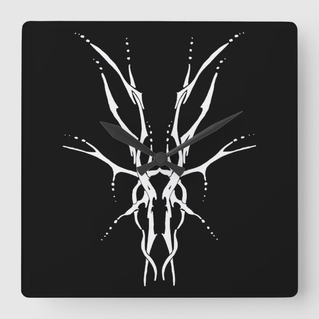 Hirschschädel-Stammbauweise für Hirschjäger weiß Quadratische Wanduhr (Vorderseite)