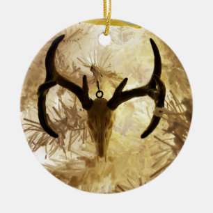 Hirschschädel-Weihnachtsbaum Keramik Ornament