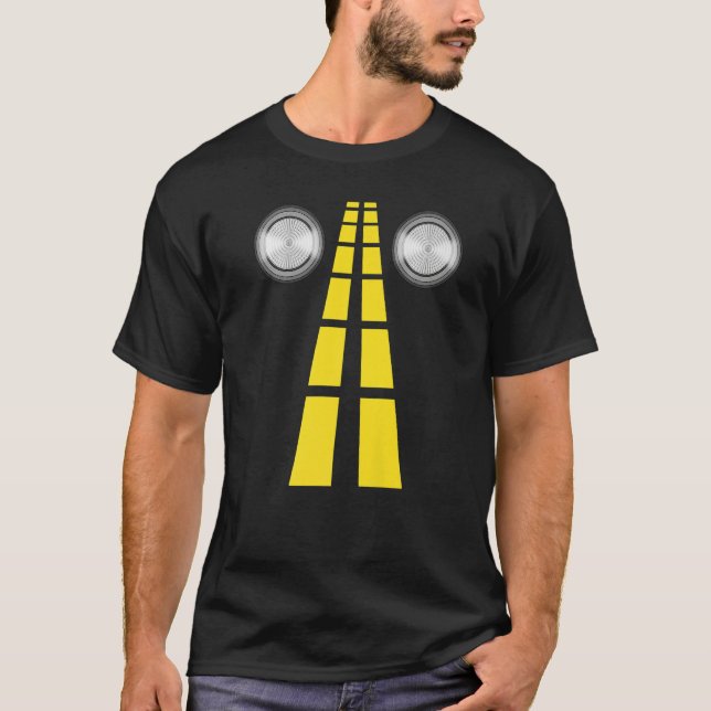 Hirschscheinwerfer mit Straßenmarkierungen vereini T-Shirt (Vorderseite)