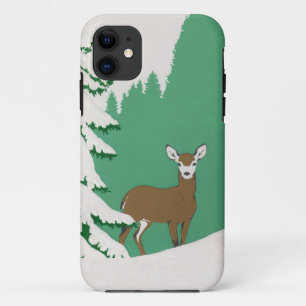 Hirschschschnee Winterlandschaft Pine Tree Case-Mate iPhone Hülle