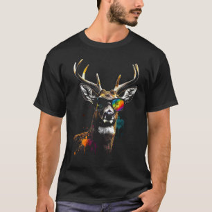 Hirschsonnenbrille Artwork Animal Colorful Motif D T-Shirt