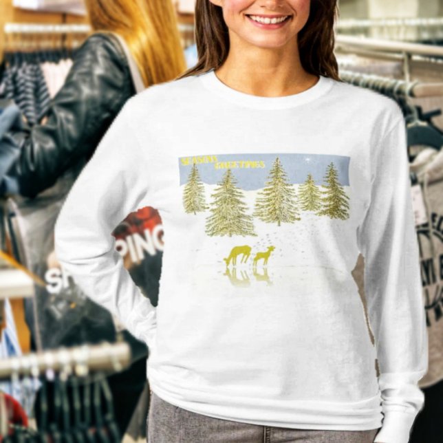 Hirschspiegelung T-Shirt (Deer never looked so lovely, as displayed on this long-sleeved tee!)