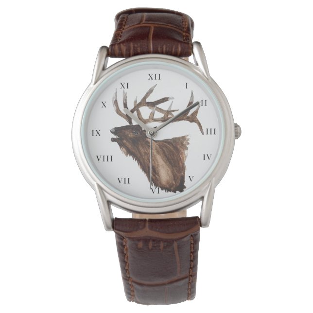 Hirschstag Antlers Animal Hunter Nature Watch Armbanduhr (Vorderseite)