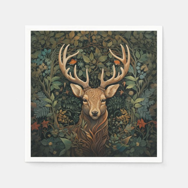 Hirschstag mit den Antlern im Zauberwald Serviette (Vorderseite)