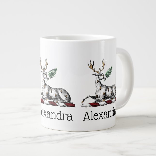 Hirschstag mit Fern Heraldic Wappen Emblem Jumbo-Tasse (Vorderseite Rechts)