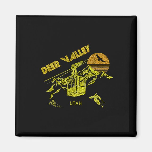 Hirschtal Utah Retro Skifahren T-Shirt Magnet (Vorne)