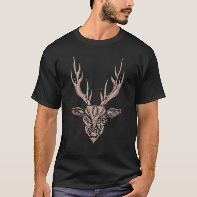 Hirschwald Jagdtier Motif Impressum Jäger T-Shirt (Vorderseite)