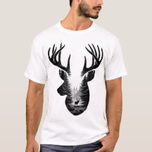 Hirschwald-Natur-Doppelbelichtungs-Silhouette-T-Sh