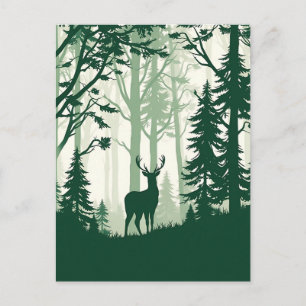 Hirschwald-Silhouette Naturszene Postkarte