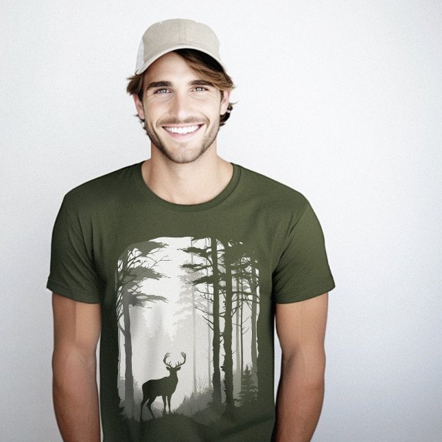 Hirschwald Silhouette T-Shirt (Deer Silhouette Forest T-Shirt)