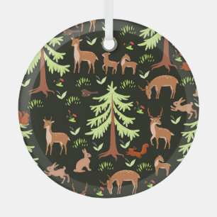 Hirschwald: Vintages Landschaftliches Muster. Ornament Aus Glas