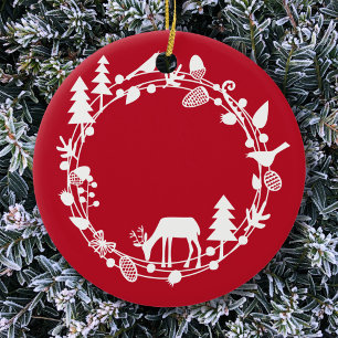 Hirschwald Wreath Keramik Ornament