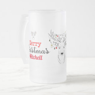 Hirschweihnachtsfest Personalisiert Mattglas Bierglas
