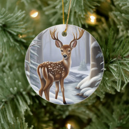 HirschWinter Keramik Ornament