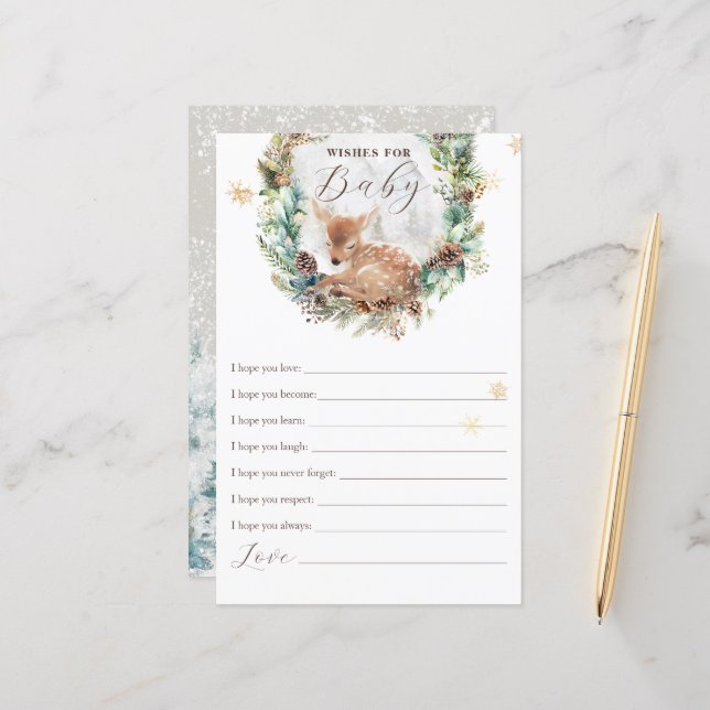 Hirschwinterwald wünscht Baby Shower Game (Vorderseite/Rückseite Beispiel)