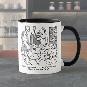 Hirte arbeitete mit seiner Schafe von Zuhause Tasse