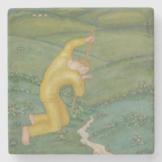 Hirte auf seinem Feld (von Eugeniusz Zak) Steinuntersetzer (Vorderseite)