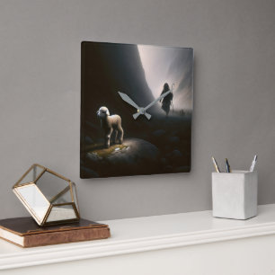 Hirte finden ein verlorenes Lamm Quadratische Wanduhr